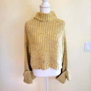 Topshop Yellow Knit Bell Sleeve Sweater